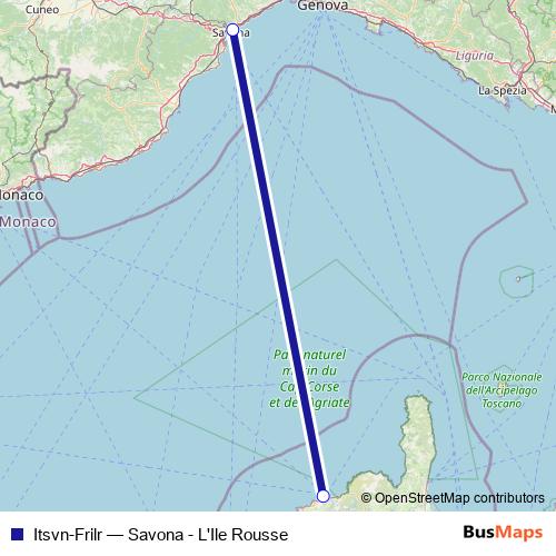 Itsvn-Frilr ferry Line Map
