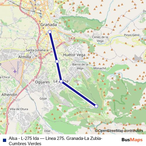 Alsa - L-275 Ida bus Line Map