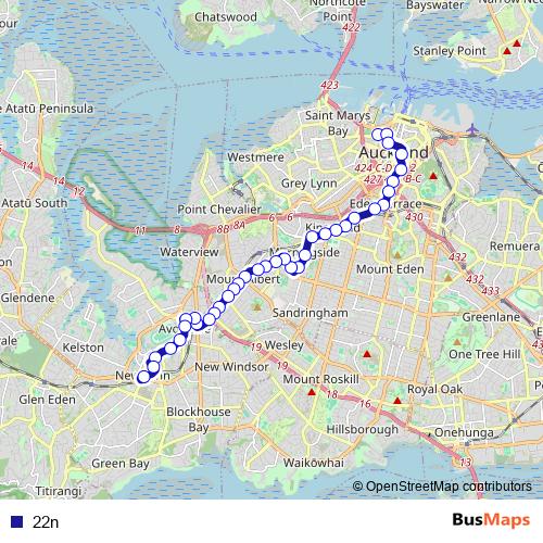 22n bus Line Map