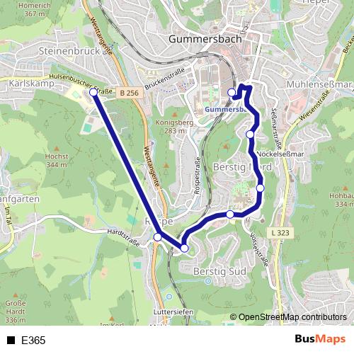 E365 bus Line Map