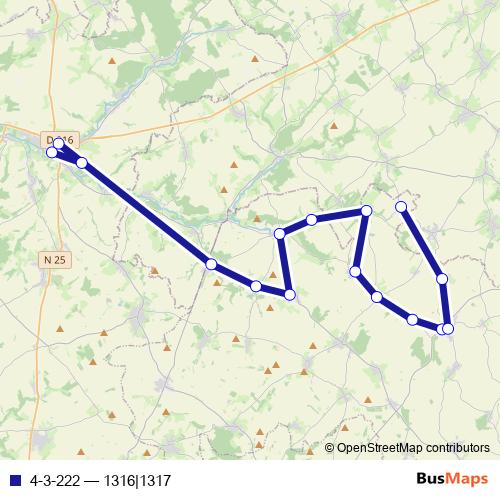4-3-222 bus Line Map