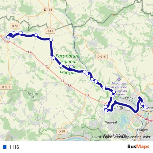 1116 bus Line Map