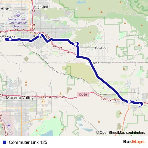 Commuter Link 125 bus Line Map