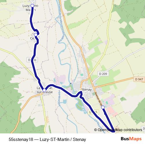 55sstenay18 bus Line Map