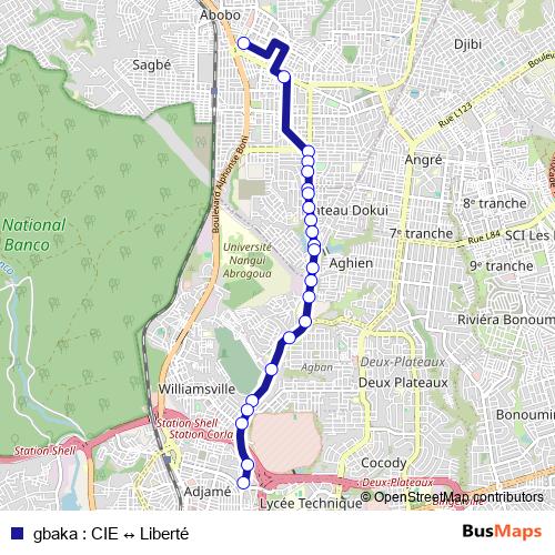 gbaka : CIE ↔ Liberté bus Line Map