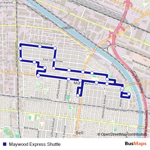 Maywood Express Shuttle bus Line Map