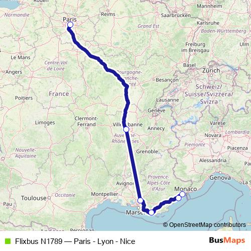 Flixbus N1789 bus Line Map