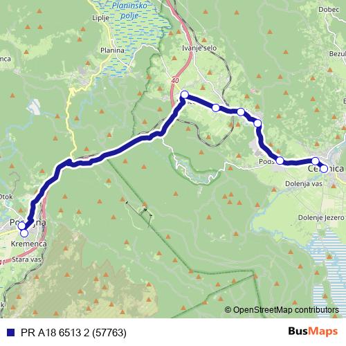 PR A18 6513 2 (57763) bus Line Map