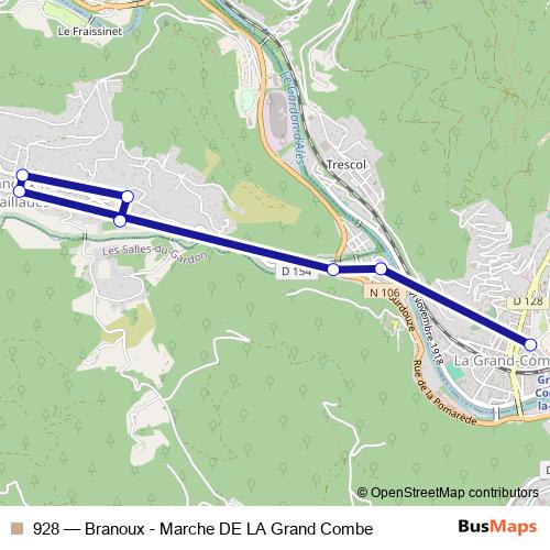 928 bus Line Map