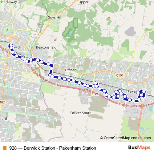 928 bus Line Map
