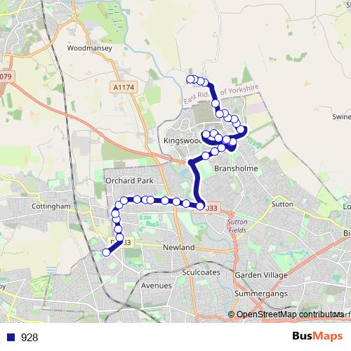 928 bus Line Map