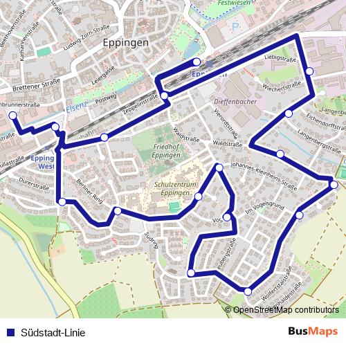 Südstadt-Linie bus Line Map