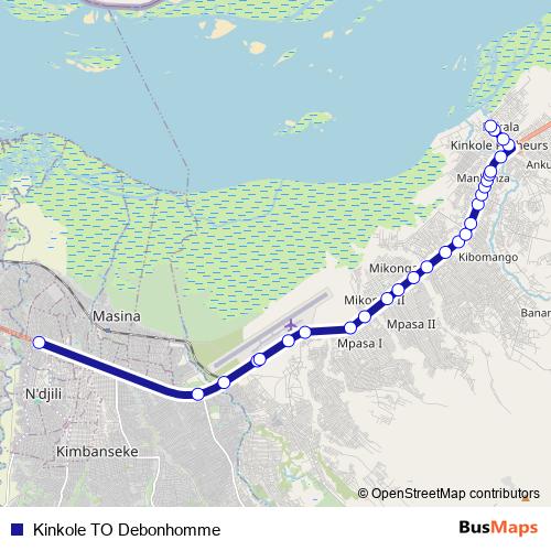 Kinkole TO Debonhomme bus Line Map