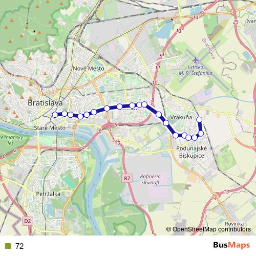 72 trolleybus Line Map