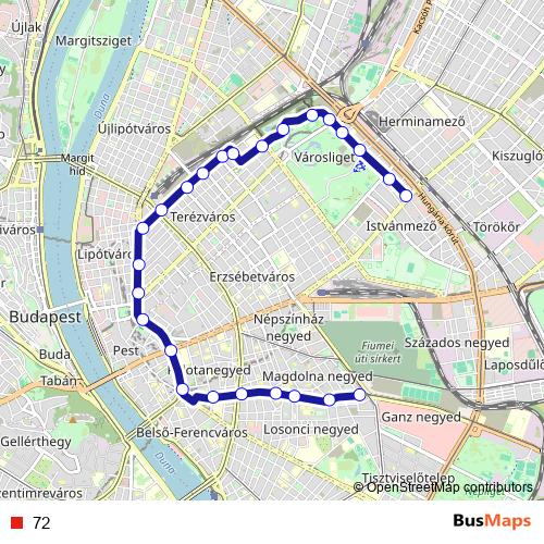 72 trolleybus Line Map