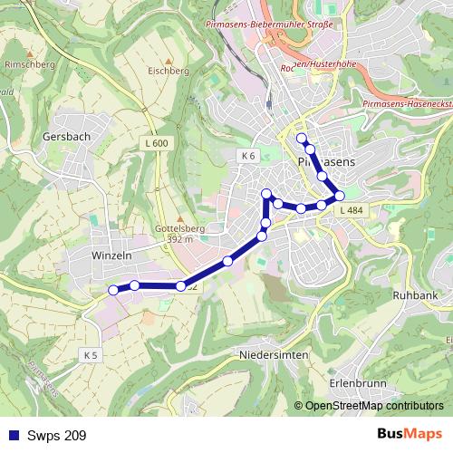 Swps 209 bus Line Map