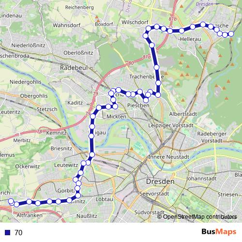 70 bus Line Map
