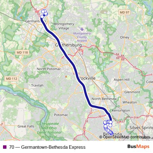 70 bus Line Map