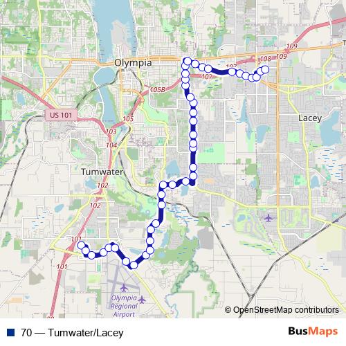 70 bus Line Map