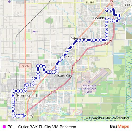70 bus Line Map