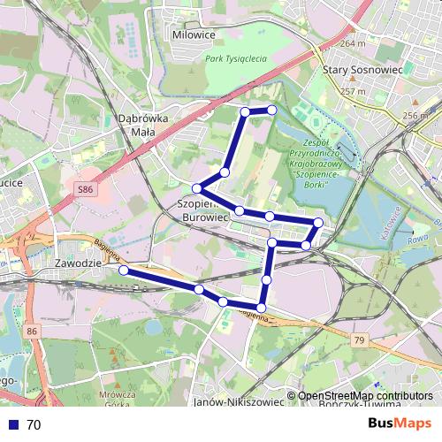 70 bus Line Map