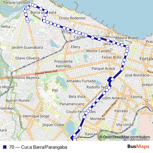 70 bus Line Map