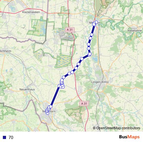 70 bus Line Map