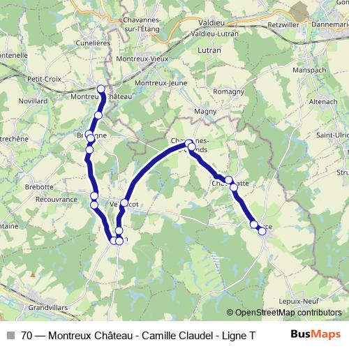 70 bus Line Map