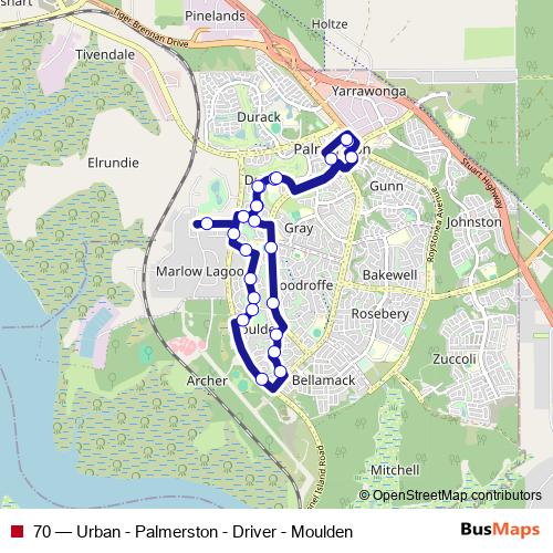70 bus Line Map