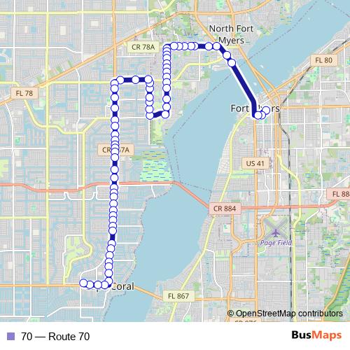 70 bus Line Map