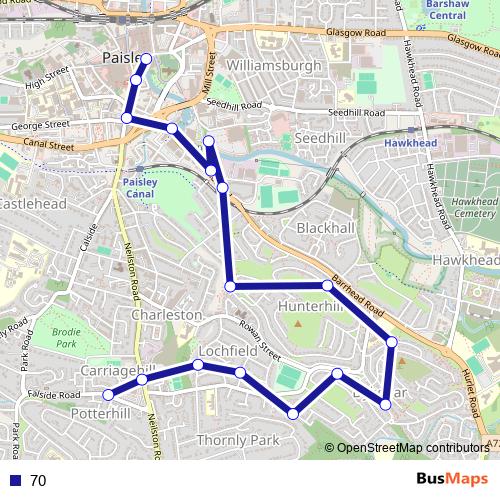 70 bus Line Map