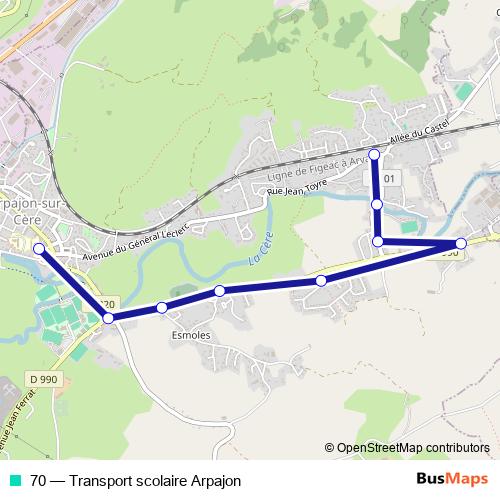 70 bus Line Map