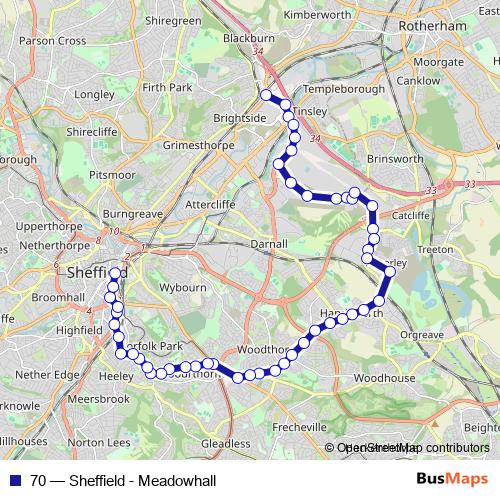 70 bus Line Map
