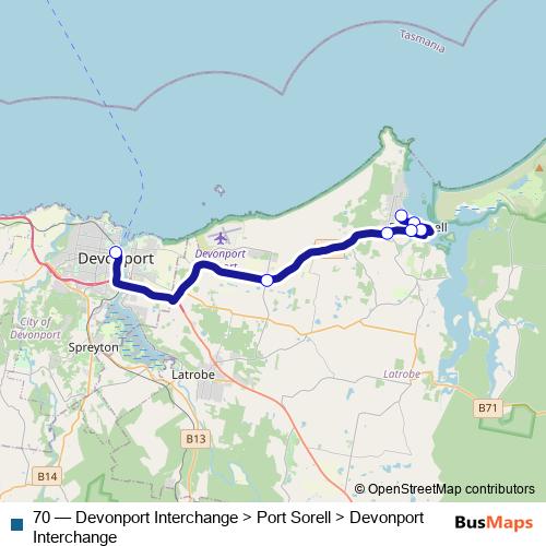 70 bus Line Map