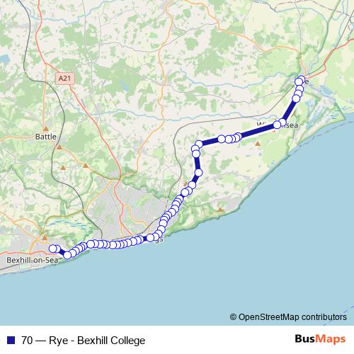 70 bus Line Map
