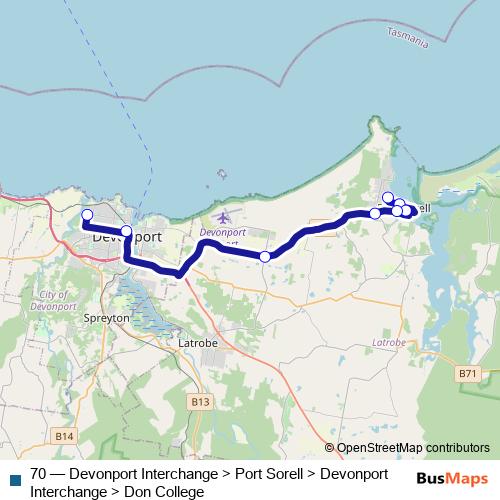 70 bus Line Map