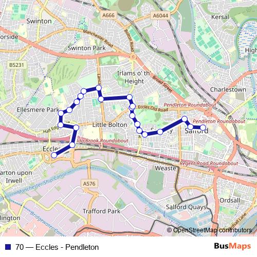 70 bus Line Map