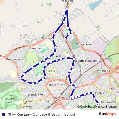 70 bus Line Map