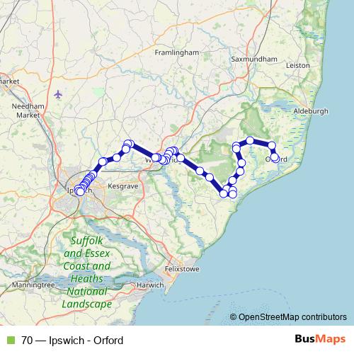 70 bus Line Map