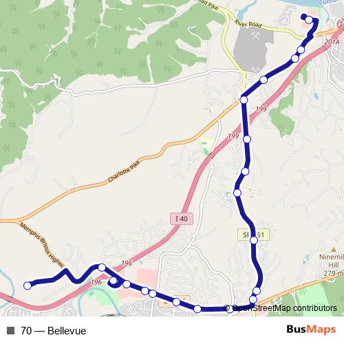 70 bus Line Map