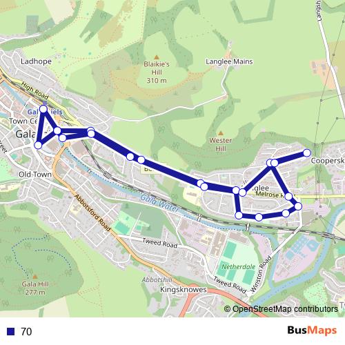 70 bus Line Map