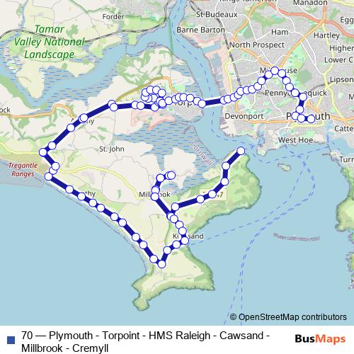 70 bus Line Map