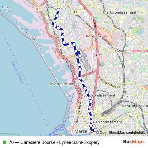 70 bus Line Map