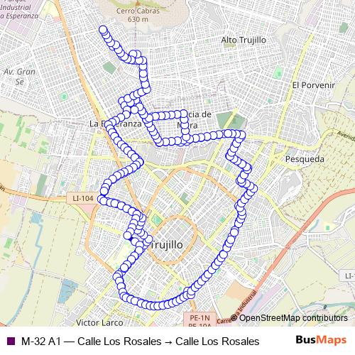 M-32 A1 bus Line Map