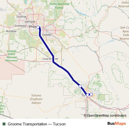 Groome Transportation bus Line Map