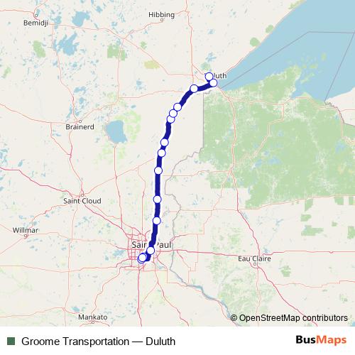 Groome Transportation bus Line Map