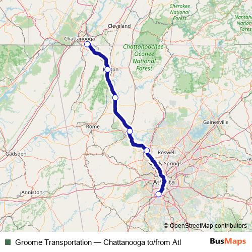Groome Transportation bus Line Map