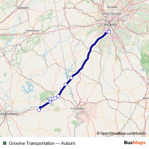 Groome Transportation bus Line Map