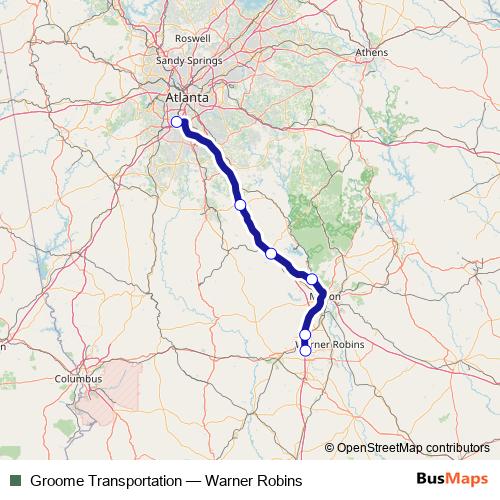 Groome Transportation bus Line Map