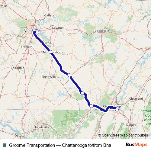 Groome Transportation bus Line Map